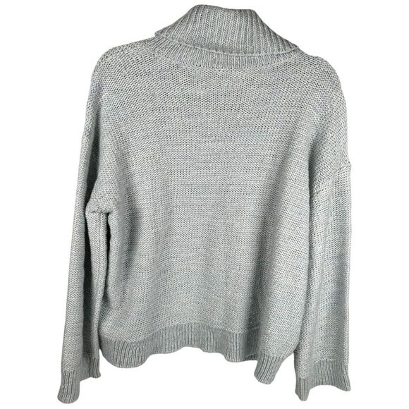 Haven Well Within Blue Wool Blend Knit Funnel Turtleneck Sweater Medium - Picture 2 of 6